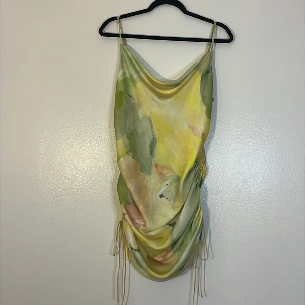 Wilfred | Aritzia Only ruched mini slip dress Marsh Honey Dew women’s size L - Picture 12 of 12